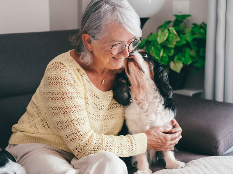 Resident with her dog